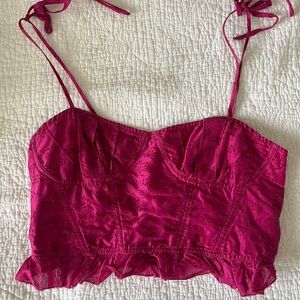 SOLD 🧸 ULLA JOHNSON Pink Floral Bustier Crop Top